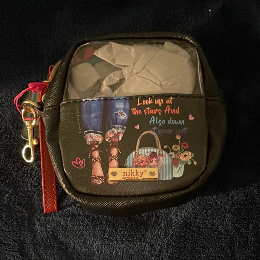 Black Pouch With Graphic Design By Nikki Lee View 6
